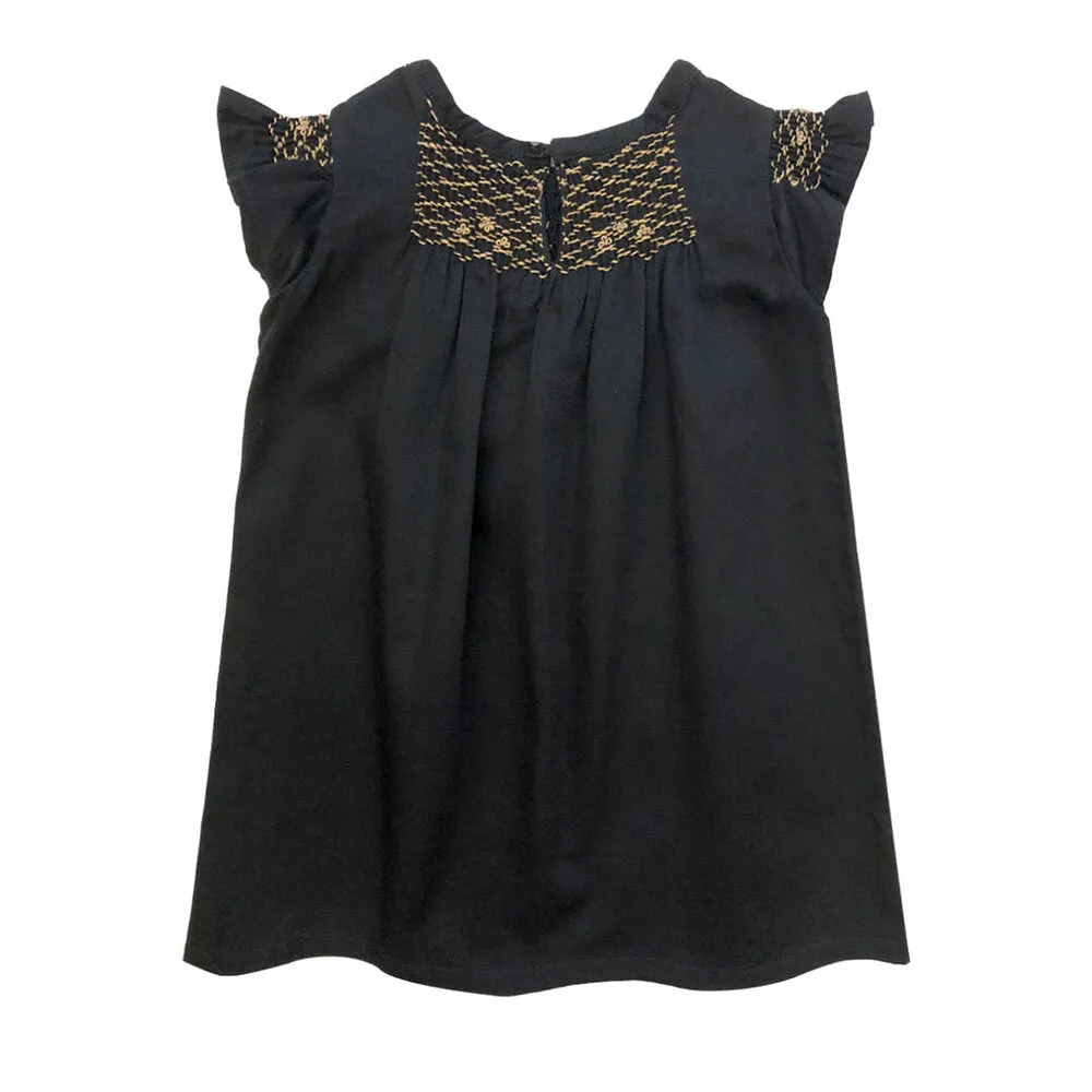 Girls Hana Smocked Dress - Meteorite