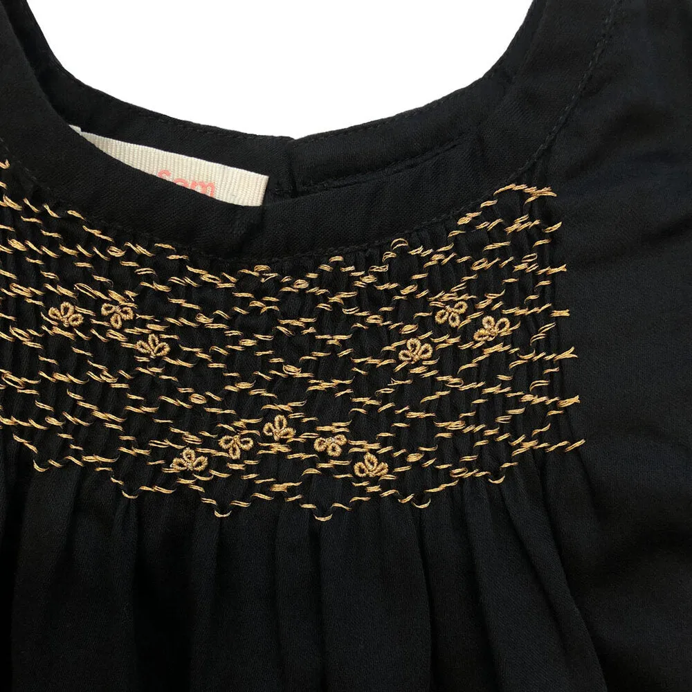 Girls Hana Smocked Dress - Meteorite
