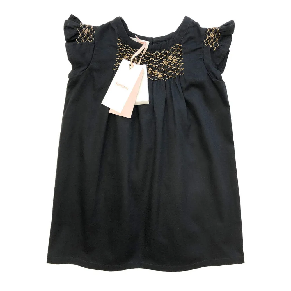 Girls Hana Smocked Dress - Meteorite