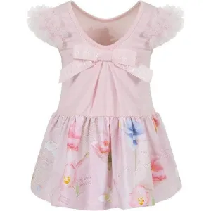Girls Pink Cotton Floral Dress
