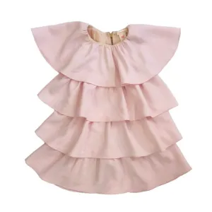 Girls Tiered Ruffle Dress - Blush