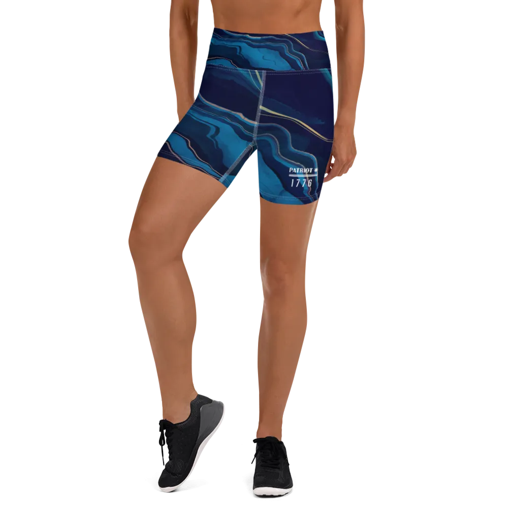 Gold/Navy Patriot Star Yoga Shorts
