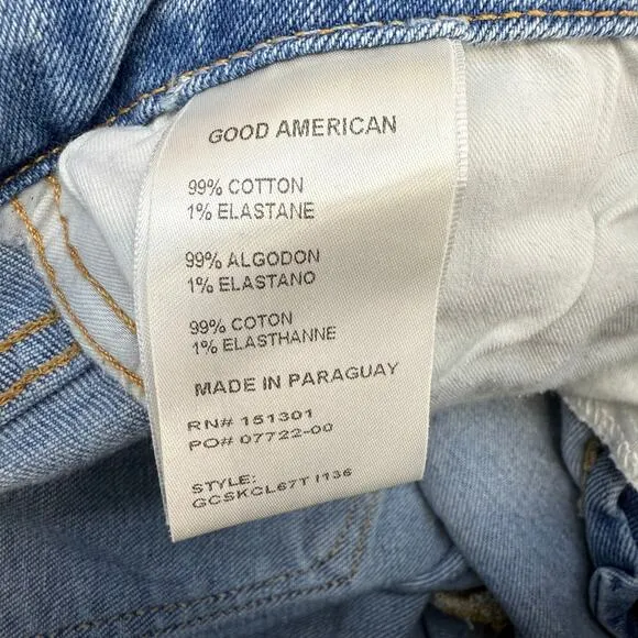 Good American Jeans Women's 8/29 Light Blue Skinny Stretch High Rise Preppy