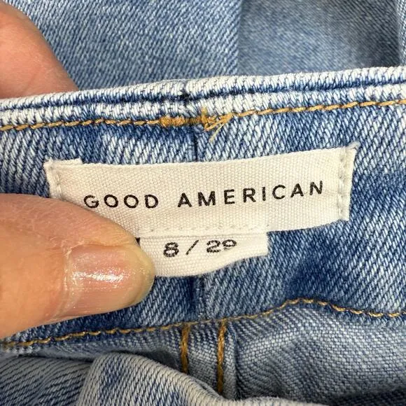 Good American Jeans Women's 8/29 Light Blue Skinny Stretch High Rise Preppy