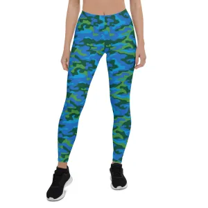 Green & Blue Camo Leggings