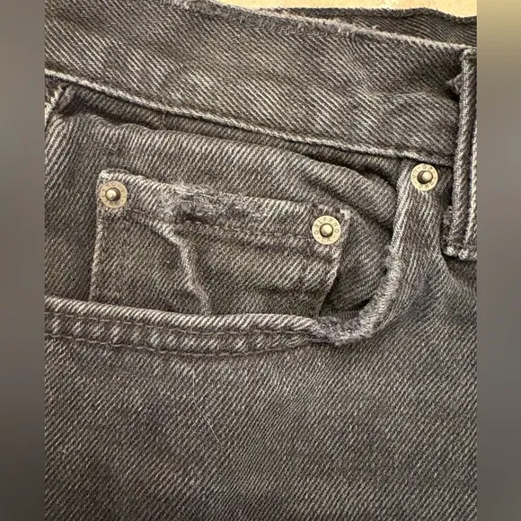 GRLFRND Karolina Black Distressed Button Fly Denim Jean Shorts Women’s Size 28