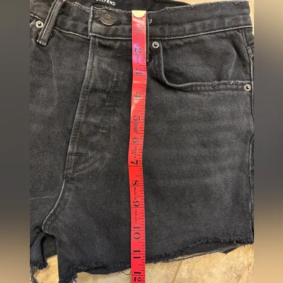 GRLFRND Karolina Black Distressed Button Fly Denim Jean Shorts Women’s Size 28