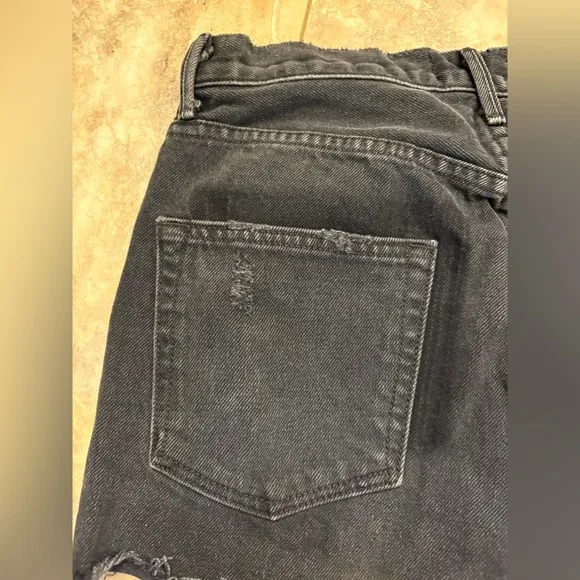GRLFRND Karolina Black Distressed Button Fly Denim Jean Shorts Women’s Size 28