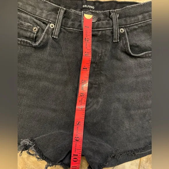 GRLFRND Karolina Black Distressed Button Fly Denim Jean Shorts Women’s Size 28