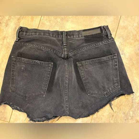 GRLFRND Karolina Black Distressed Button Fly Denim Jean Shorts Women’s Size 28