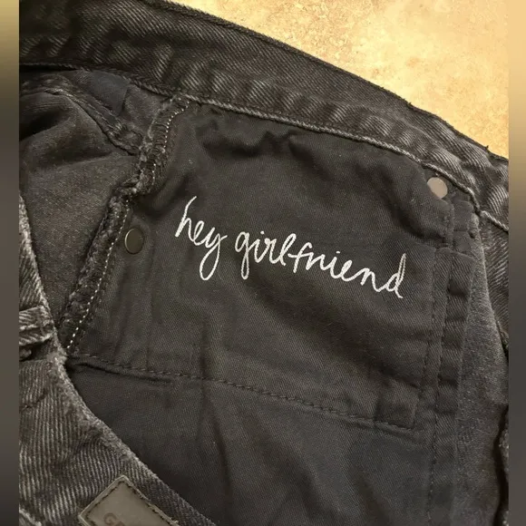 GRLFRND Karolina Black Distressed Button Fly Denim Jean Shorts Women’s Size 28