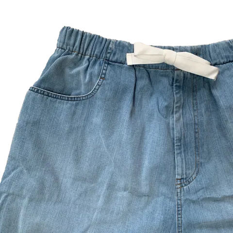 Gucci Bermuda Denim Shorts with Ties in Light Wash Blue