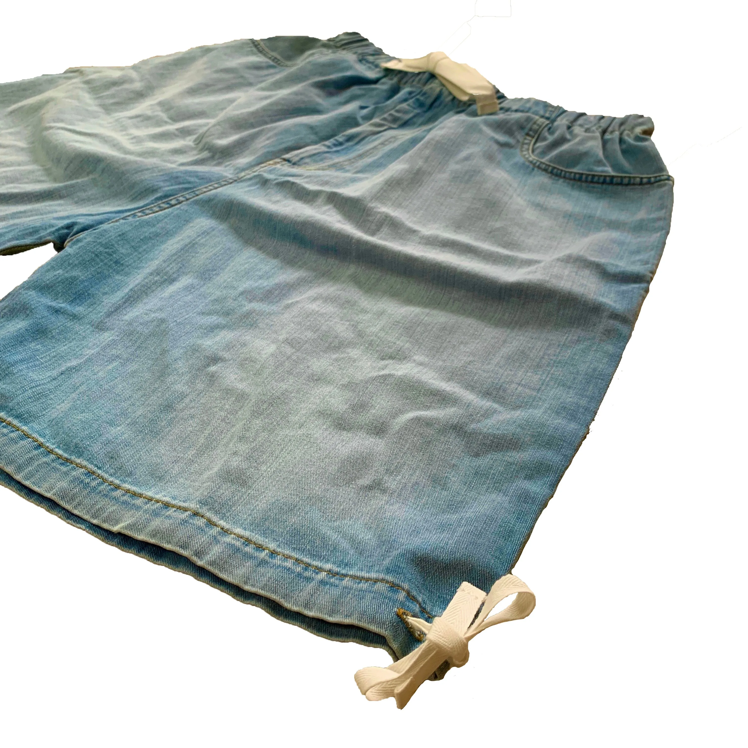 Gucci Bermuda Denim Shorts with Ties in Light Wash Blue
