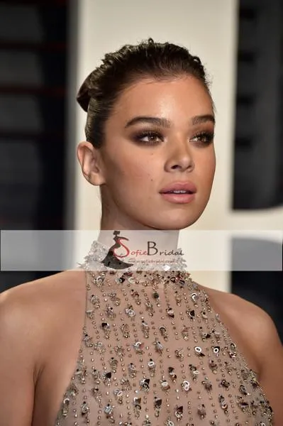 Hailee Steinfeld  Vanity Fair Oscar Rhinestone Beaded Tulle Prom Dresses, Shiny Prom Dresses , PD0383
