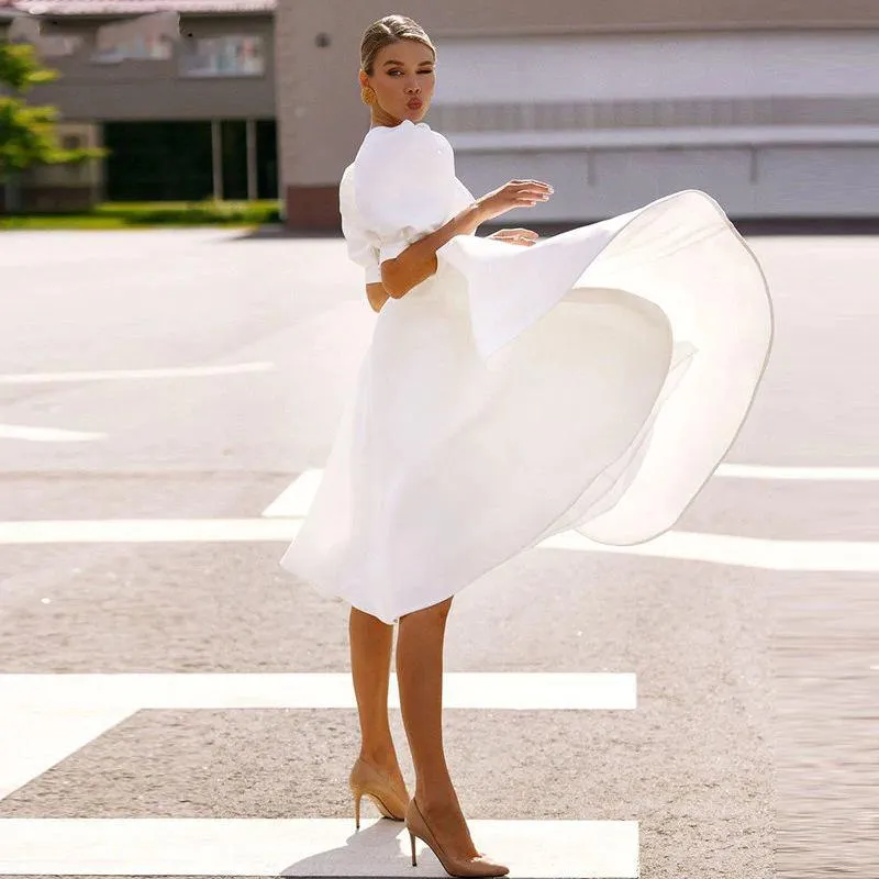 Half Sleeves Sexy Midi Length Dresses