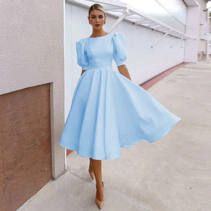 Half Sleeves Sexy Midi Length Dresses