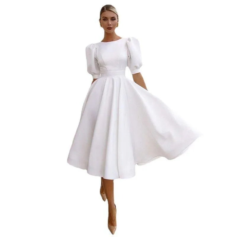 Half Sleeves Sexy Midi Length Dresses