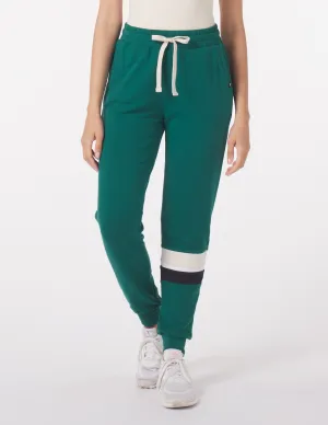 Halfway Jogger: Emerald with Oatmilk/White/Black Stripes