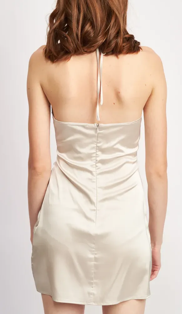 Halter Wrap Front Mini Dress