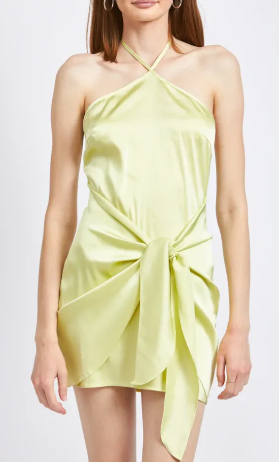 Halter Wrap Front Mini Dress