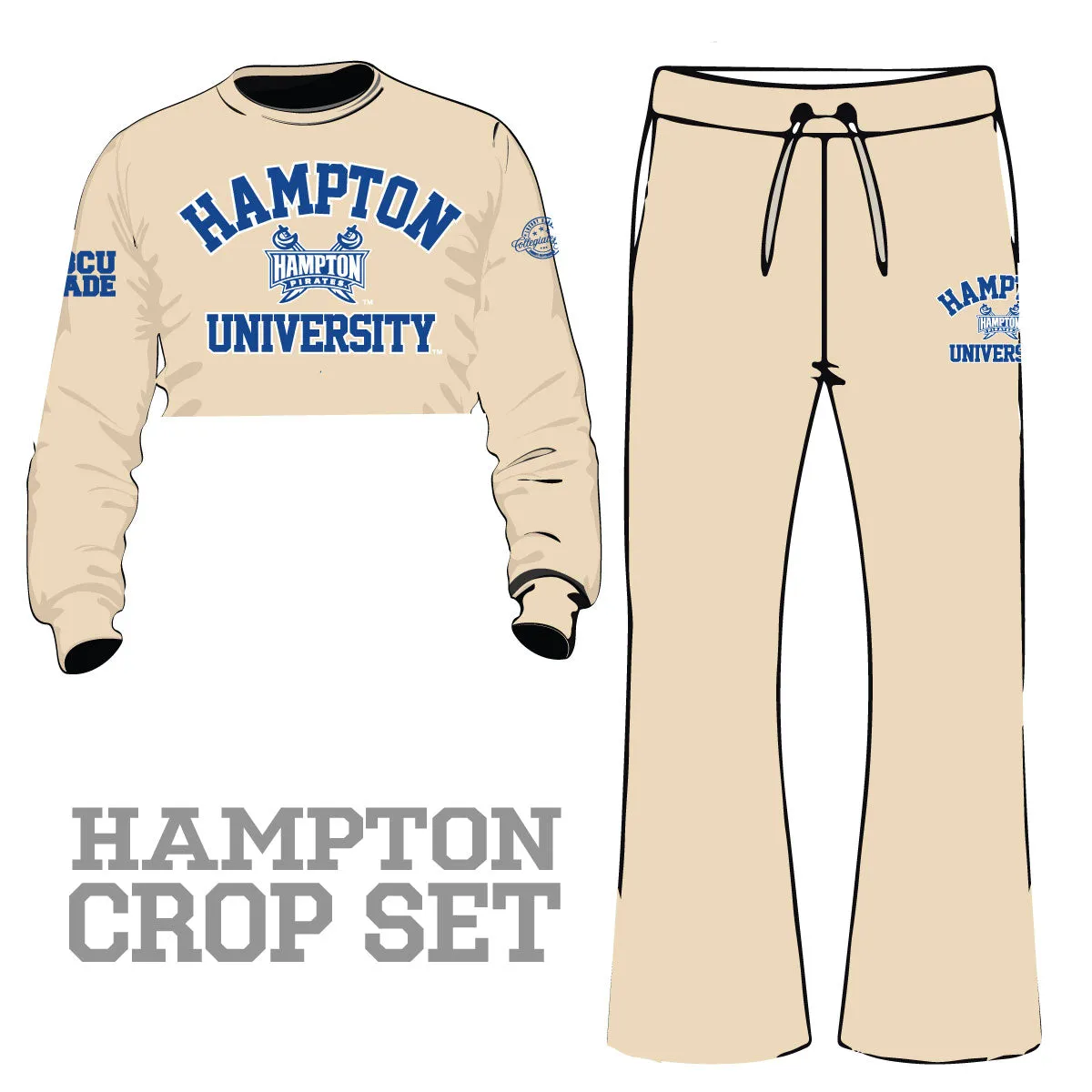 HAMPTON U | CREAM Chenille  CROP SET w/ FLARE Pants