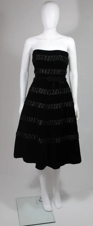 HARVEY BERIN 1960s Velvet and Satin Cocktail Dress Size Small