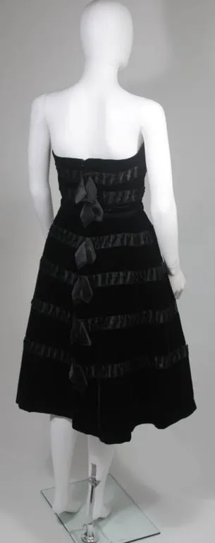 HARVEY BERIN 1960s Velvet and Satin Cocktail Dress Size Small