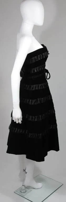HARVEY BERIN 1960s Velvet and Satin Cocktail Dress Size Small