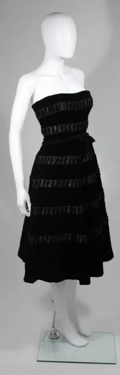 HARVEY BERIN 1960s Velvet and Satin Cocktail Dress Size Small