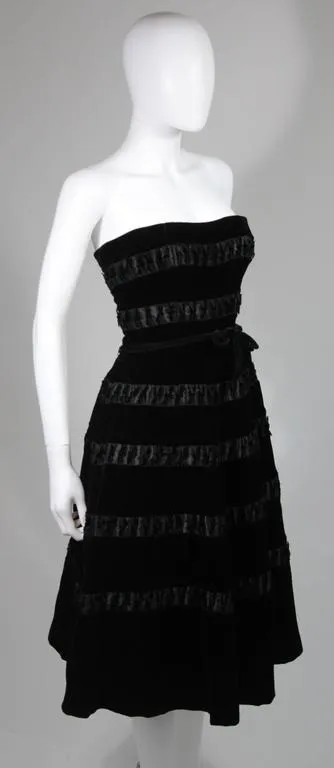 HARVEY BERIN 1960s Velvet and Satin Cocktail Dress Size Small