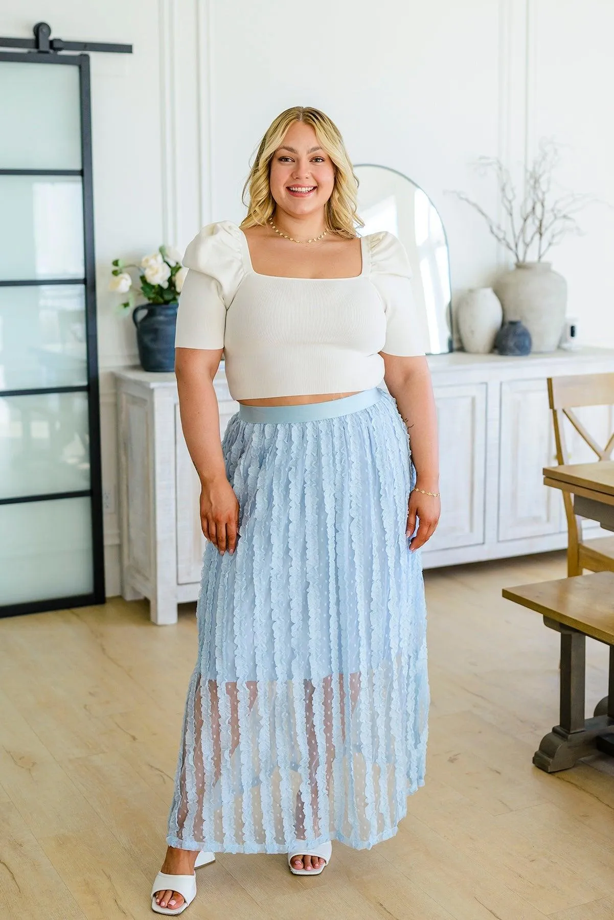 Hazel Blues® | Cascading Ruffles A-Line Skirt