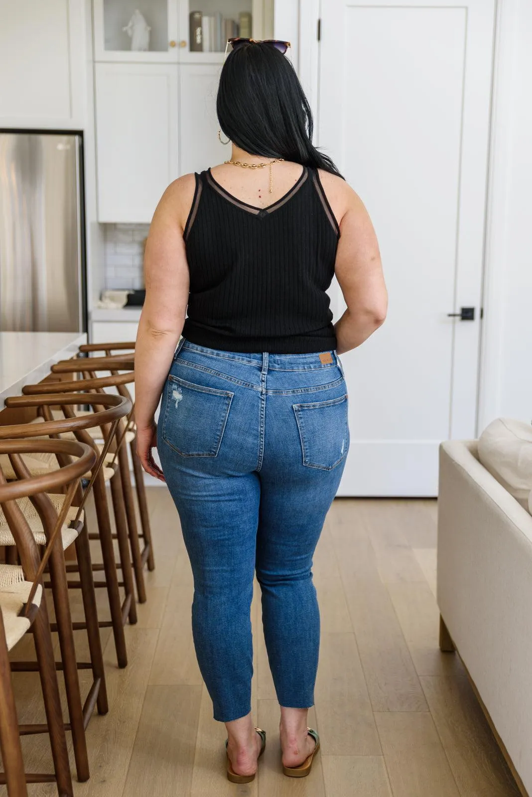 Hazel Blues® | Hi-waisted Dandelion Embroidery Skinny
