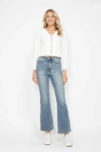 Hazel Blues® | Judy Blue Tummy Control Back Embroidered Pocketed Bootcut Jeans