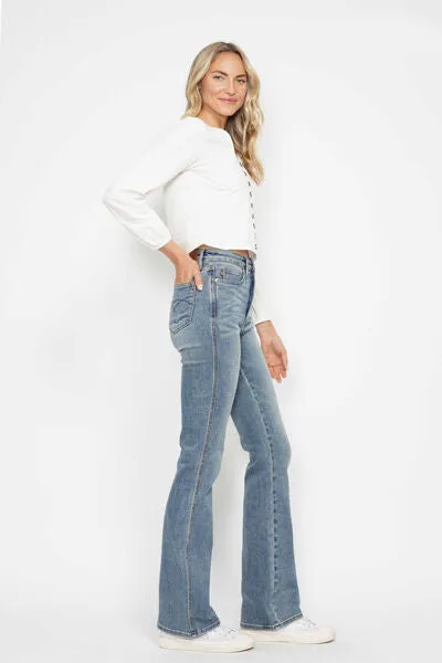 Hazel Blues® | Judy Blue Tummy Control Back Embroidered Pocketed Bootcut Jeans