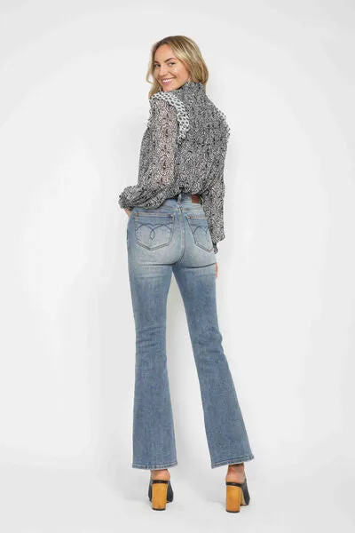 Hazel Blues® | Judy Blue Tummy Control Back Embroidered Pocketed Bootcut Jeans