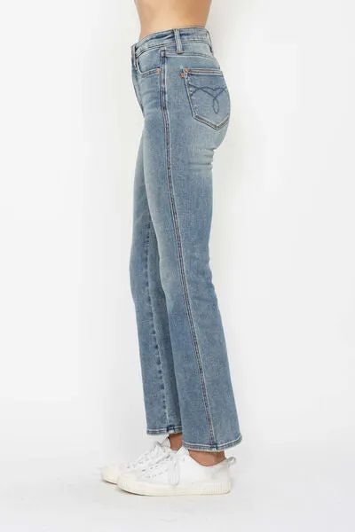 Hazel Blues® | Judy Blue Tummy Control Back Embroidered Pocketed Bootcut Jeans