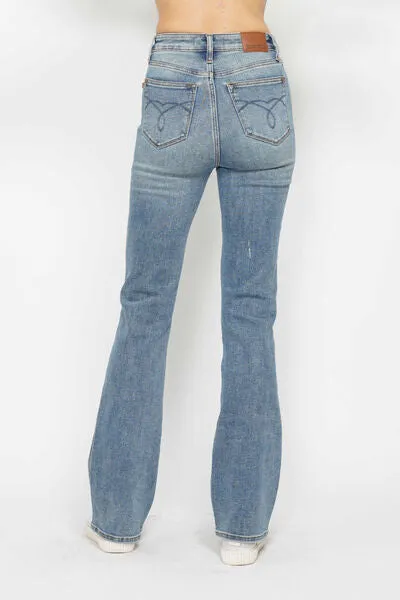 Hazel Blues® | Judy Blue Tummy Control Back Embroidered Pocketed Bootcut Jeans