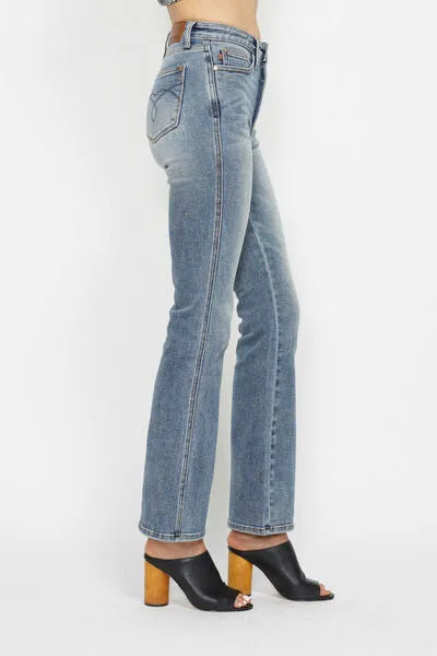 Hazel Blues® | Judy Blue Tummy Control Back Embroidered Pocketed Bootcut Jeans