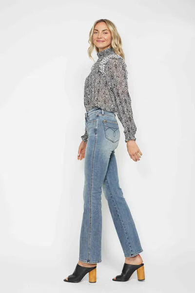 Hazel Blues® | Judy Blue Tummy Control Back Embroidered Pocketed Bootcut Jeans
