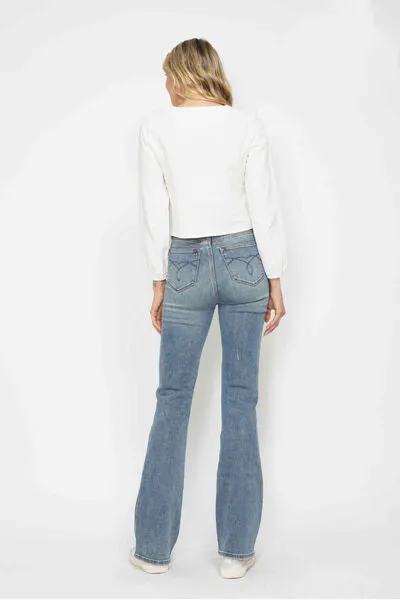 Hazel Blues® | Judy Blue Tummy Control Back Embroidered Pocketed Bootcut Jeans