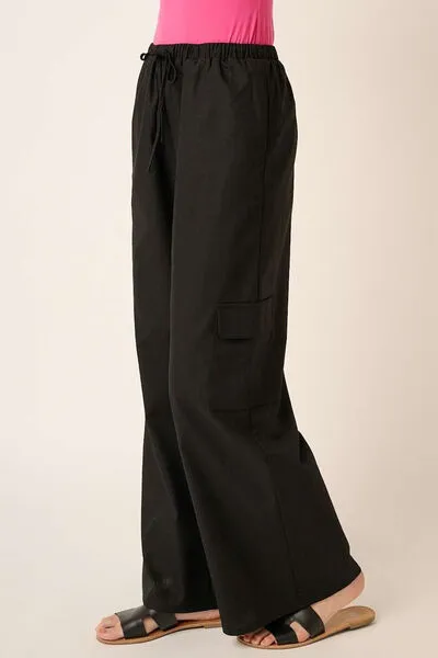 Hazel Blues® |  Mittoshop Linen Wide Leg Elastic Waist Cargo Pants