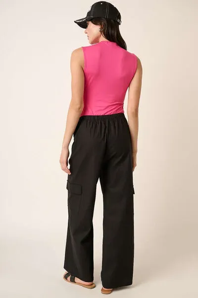 Hazel Blues® |  Mittoshop Linen Wide Leg Elastic Waist Cargo Pants