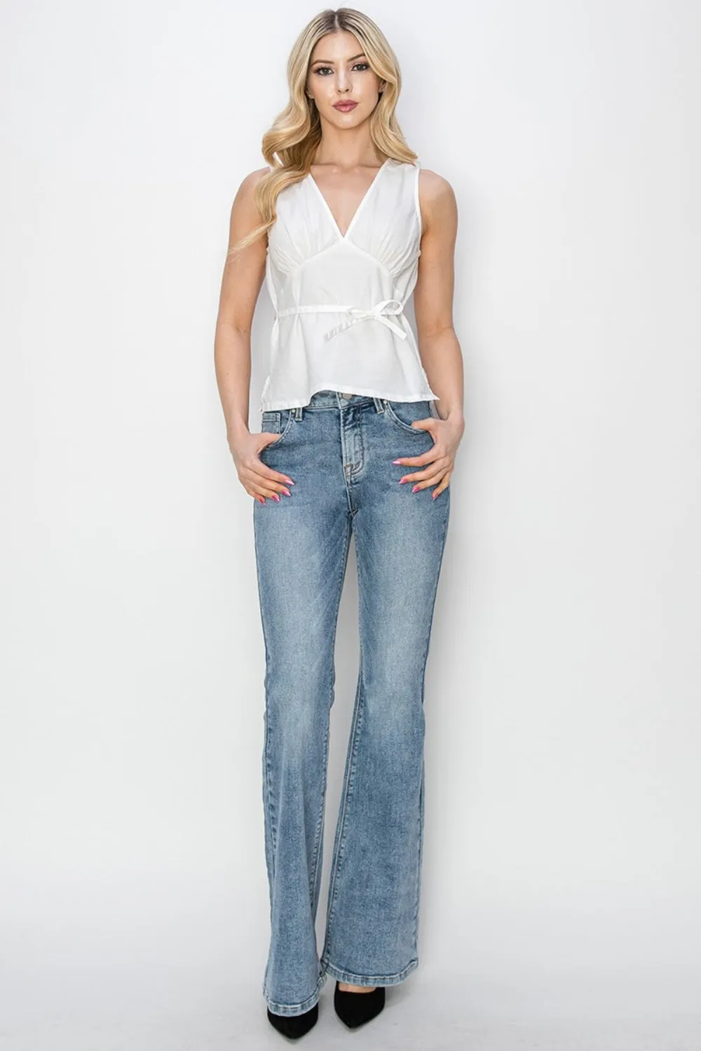 Hazel Blues® |  RISEN Mid Rise Bootcut Jeans