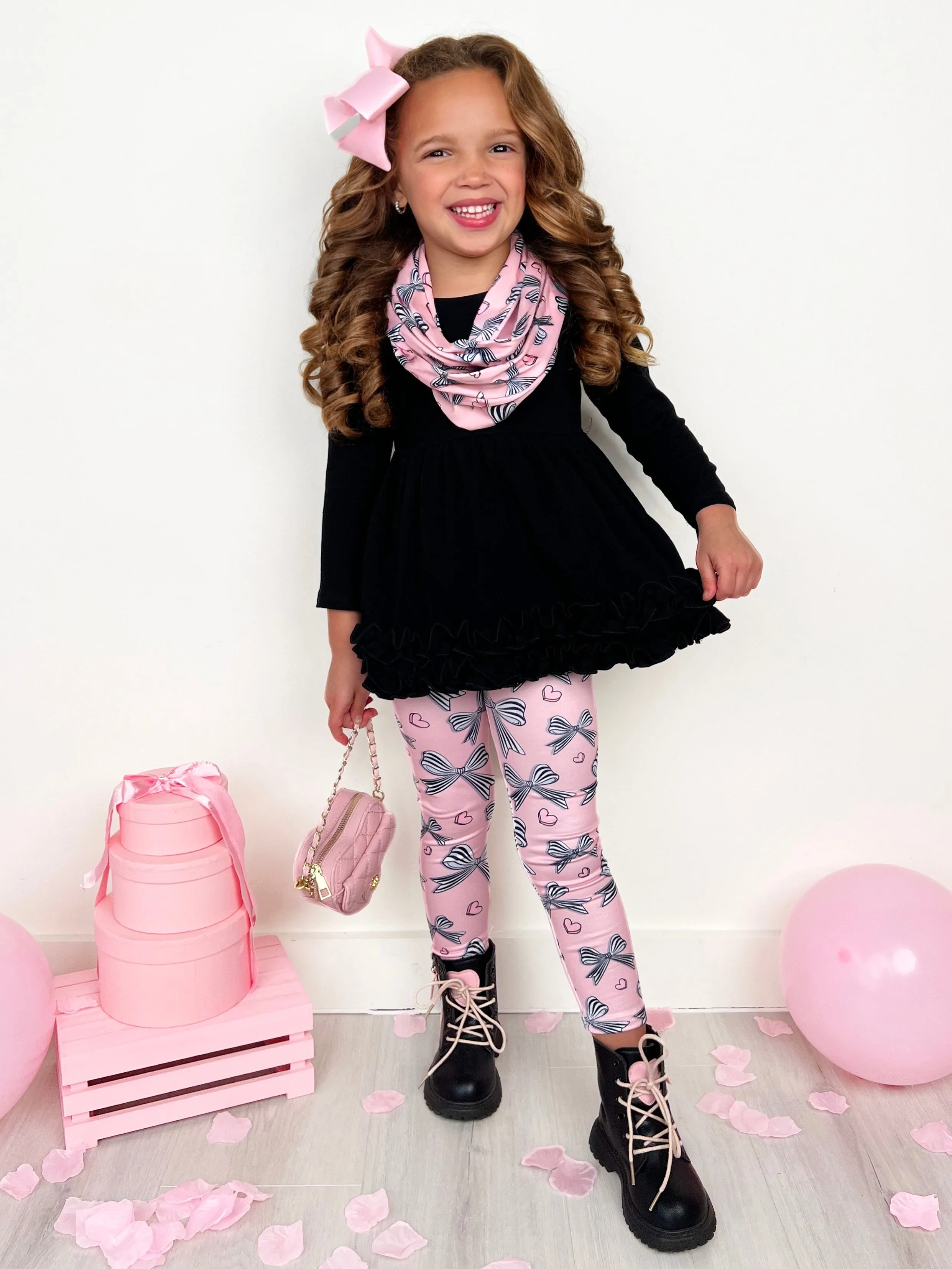 Heart and Soul Tunic, Scarf and Bows Legging Set