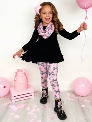 Heart and Soul Tunic, Scarf and Bows Legging Set