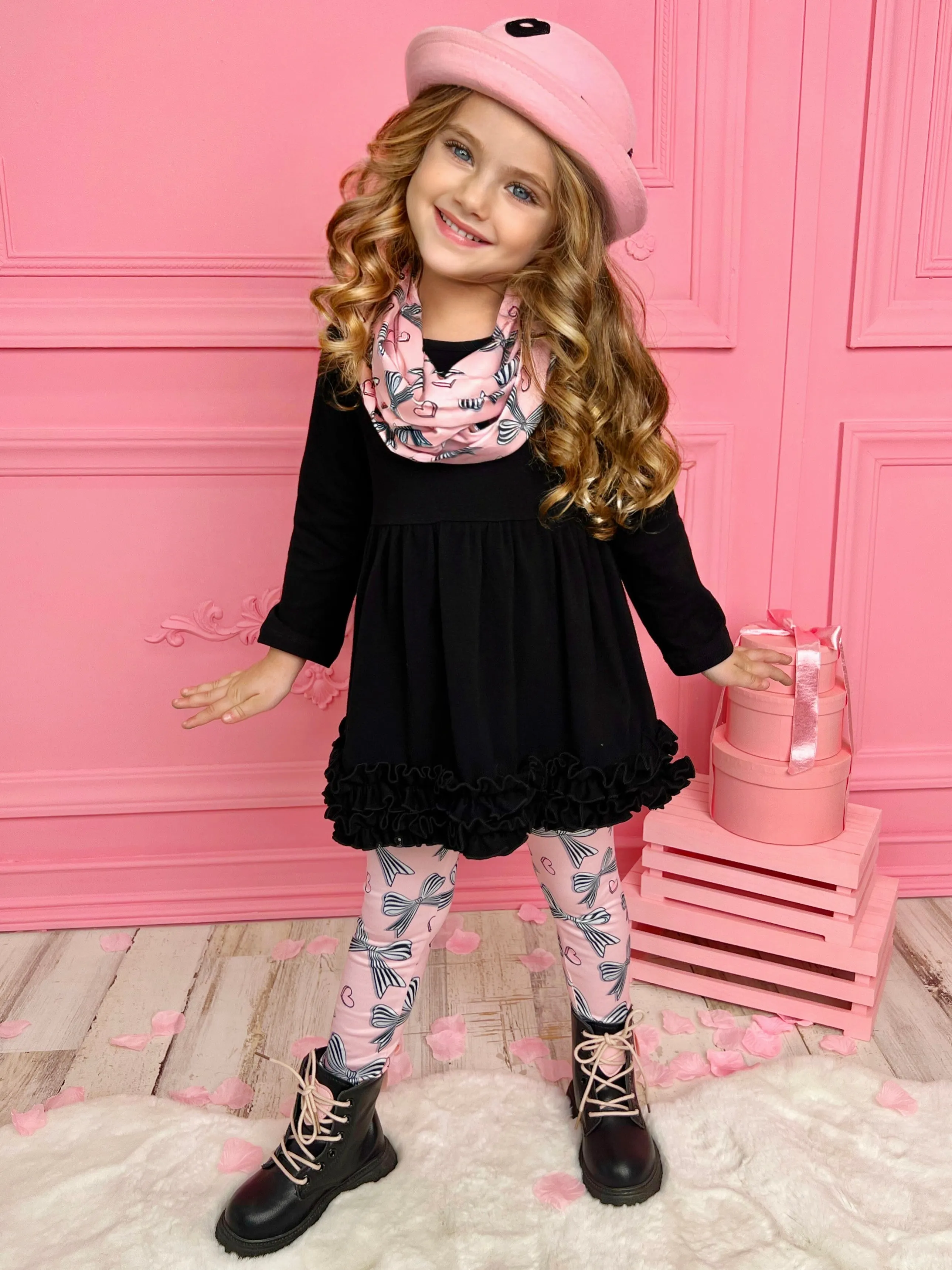 Heart and Soul Tunic, Scarf and Bows Legging Set