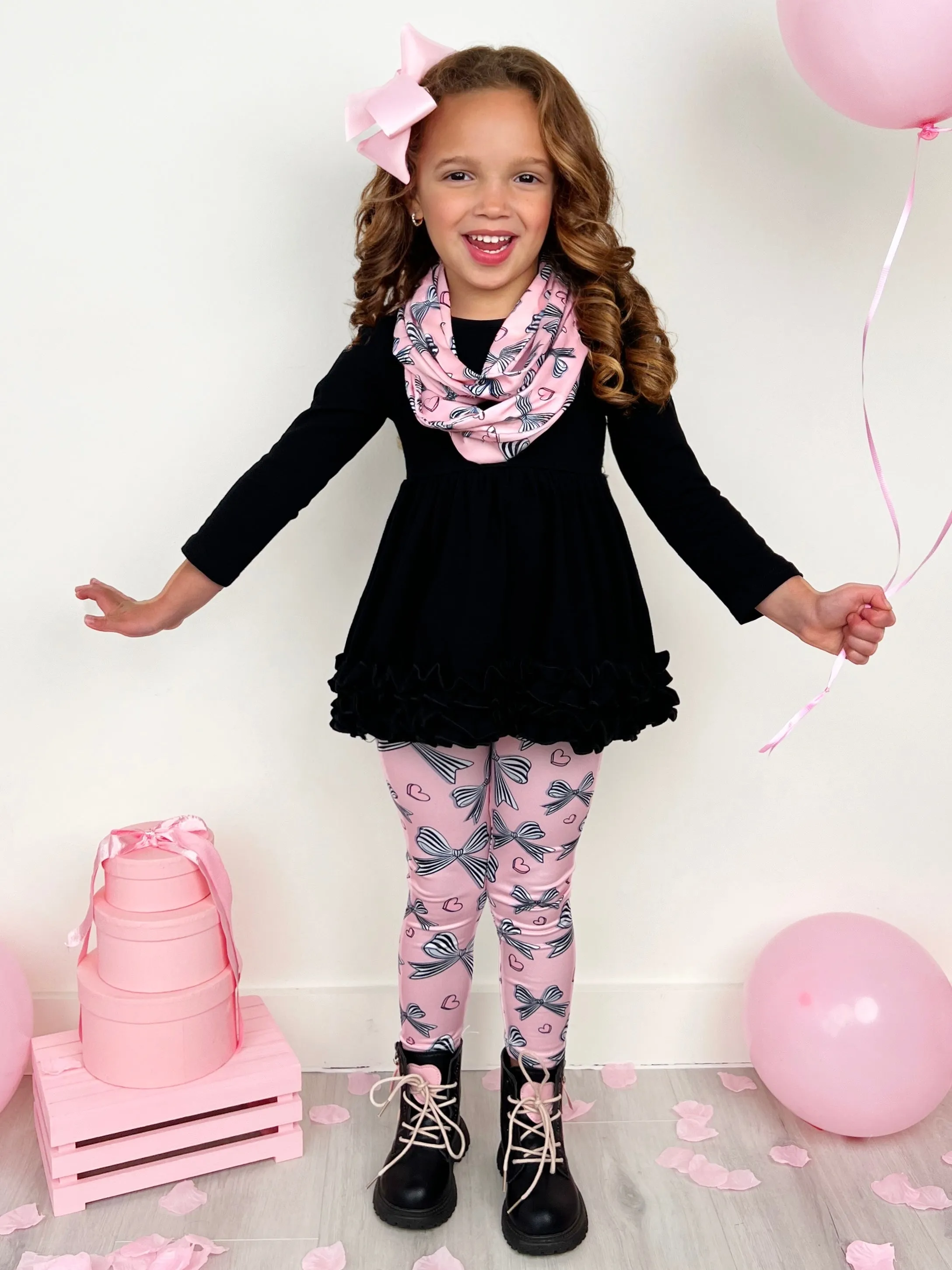 Heart and Soul Tunic, Scarf and Bows Legging Set
