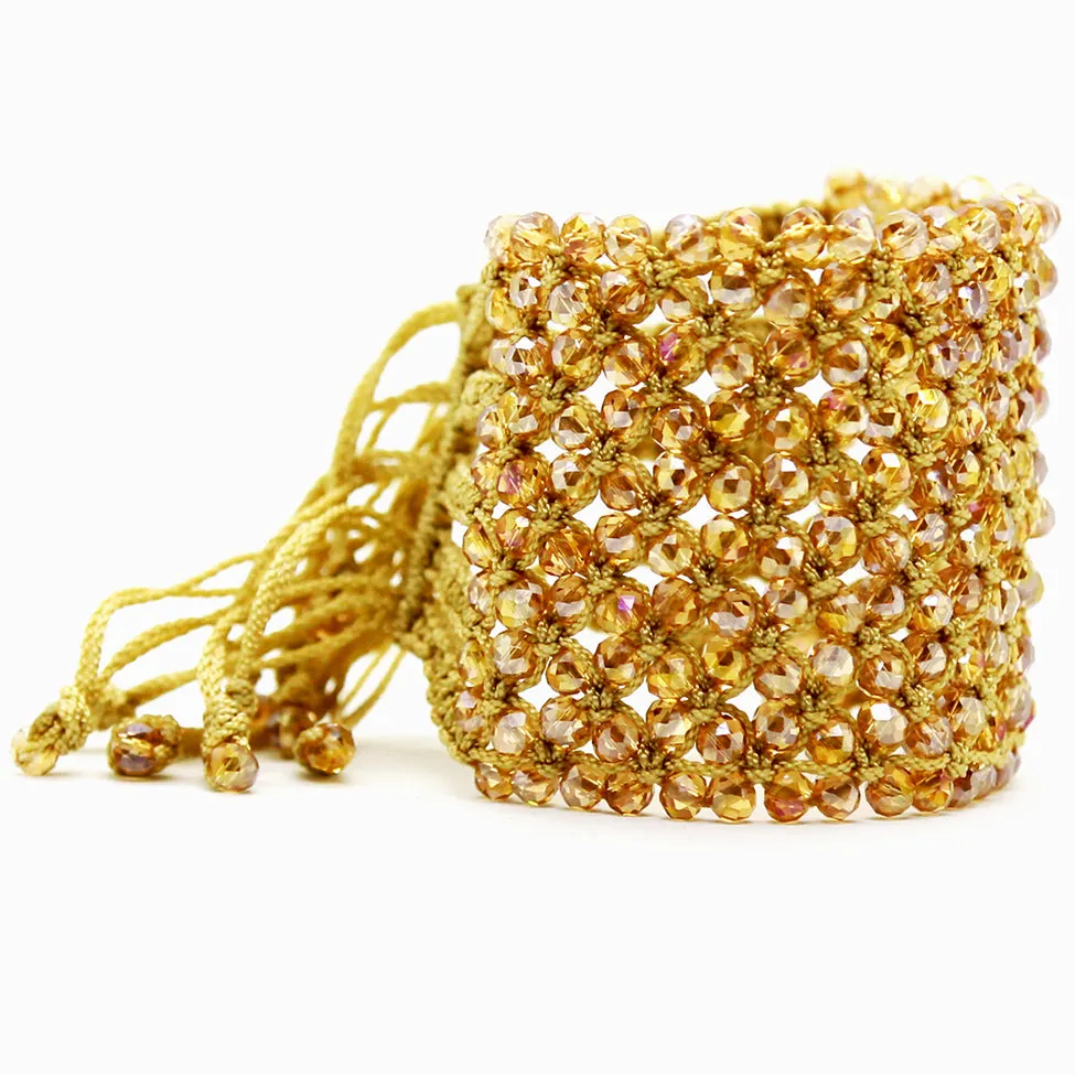 Helios: Gold Woven in Thread w/Crystals Bracelet