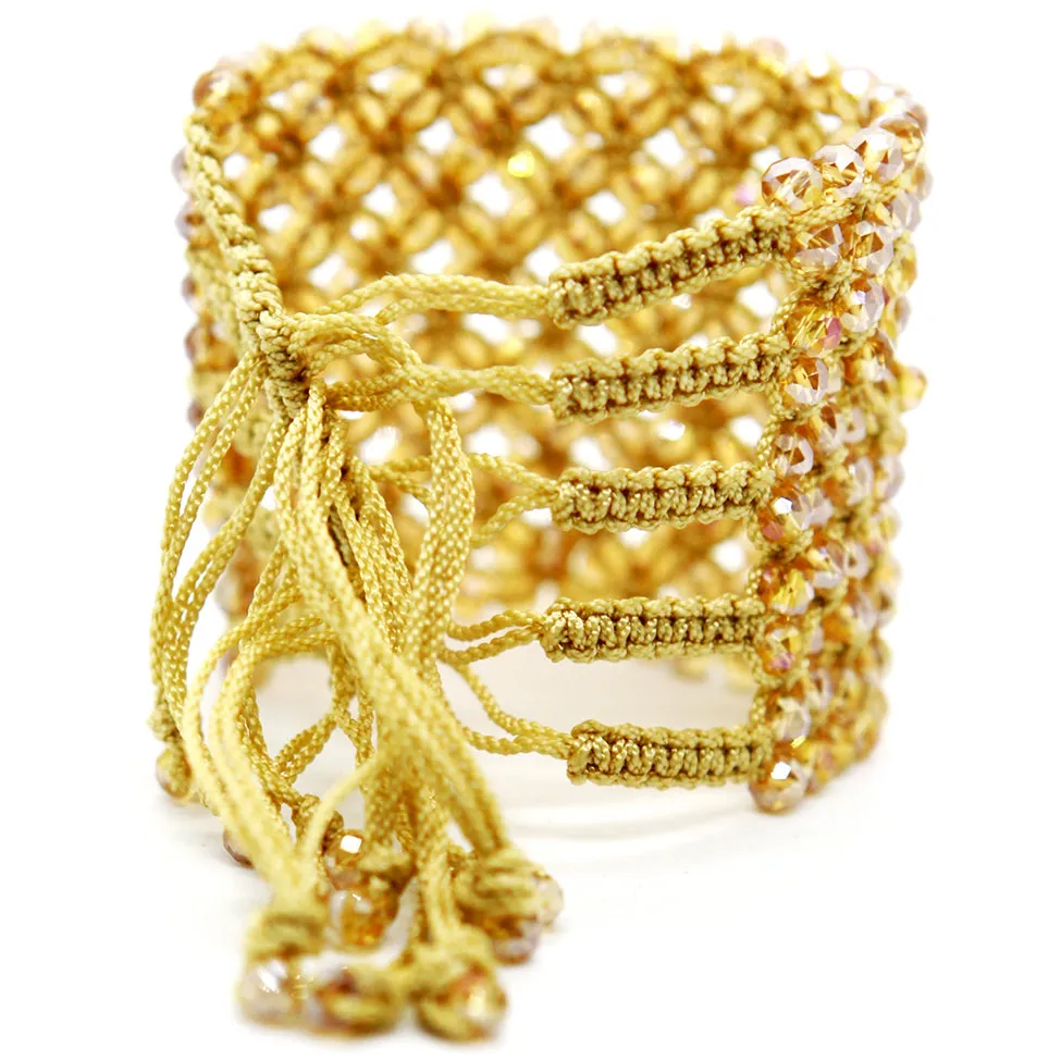 Helios: Gold Woven in Thread w/Crystals Bracelet