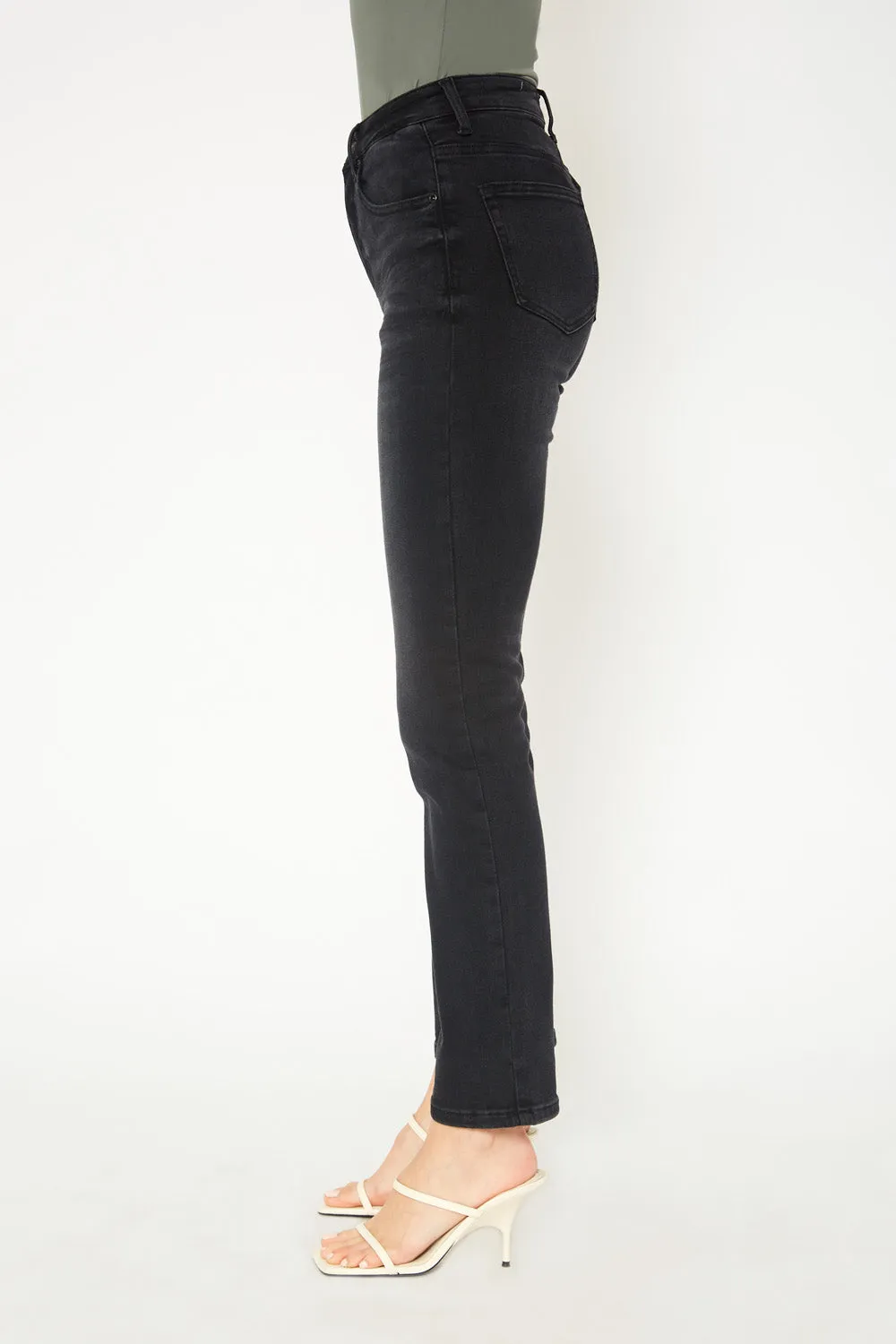 High-rise black skinny jeans
